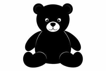 Teddy bear vector silhouette, Cute black teddy icon