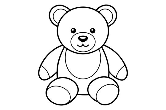 Naklejki Teddy bear line art vector, Cute teddy outline icon