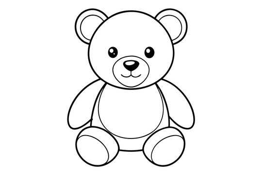 Naklejki Teddy bear line art vector, Cute teddy outline icon