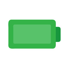 A simple green battery icon representing a full charge.