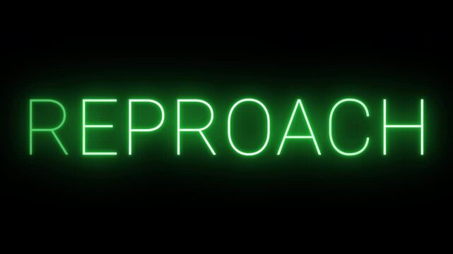 Flickering neon green glowing reproach text animated on black background