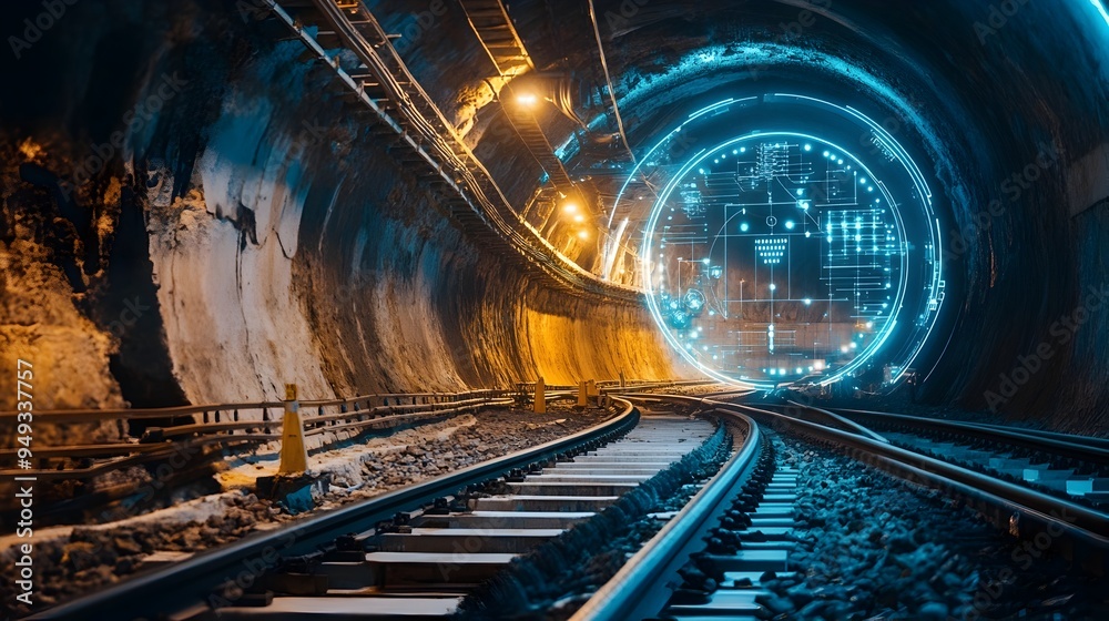 Poster automated iot technology guiding tunnel wall reinforcement digital infrastructure sensors and networ
