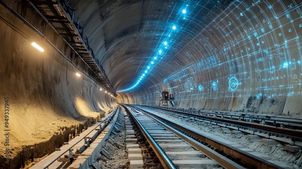 Poster advanced iot sensor technology tracking temperature and humidity levels within an underground tunnel