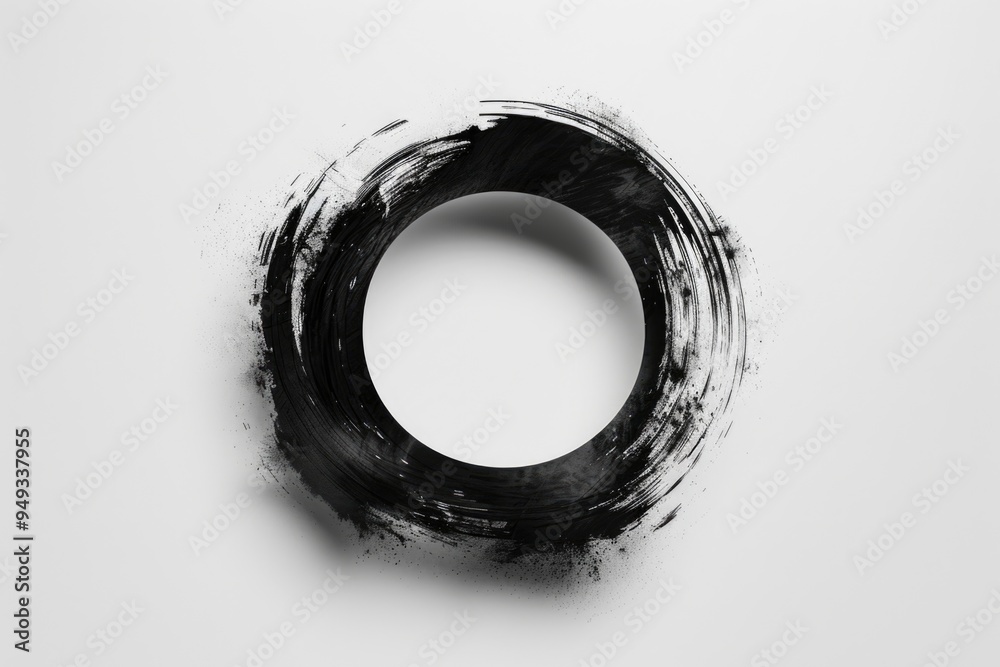 Aufkleber A simple yet striking image of a circle in black and white, ideal for use in minimalist designs or abstract concepts