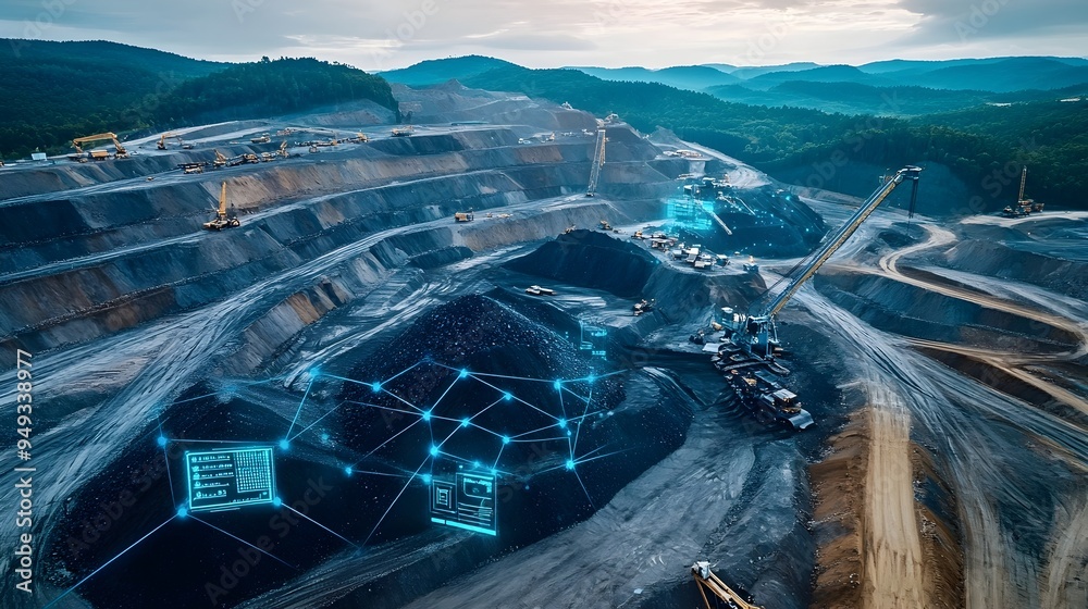 Poster intelligent iot technology driving efficient and sustainable mining photograph showcasing the advanc
