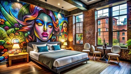 Urban boutique hotel icons graffiti art edgy vibe