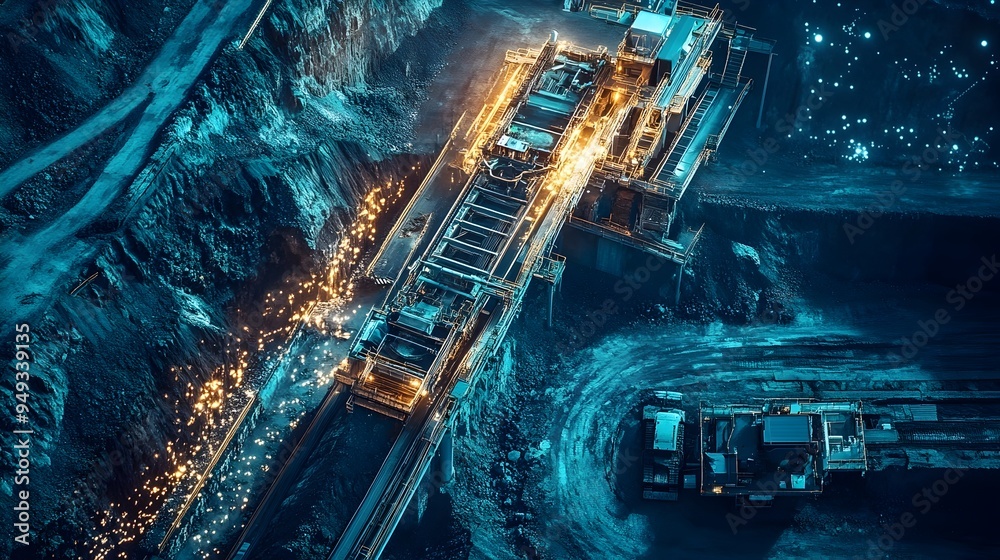 Poster photograph showcasing an automated mineral extraction and grading system that utilizes cutting edge 