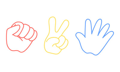 グーとチョキとパーのシンプルイラストセット