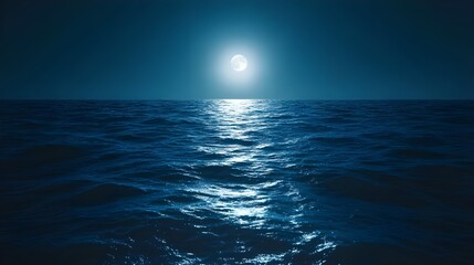 Tranquil Moonlight Reflecting on the Ocean.