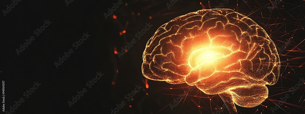Aufkleber abstract representation of a glowing human brain with neural connections
