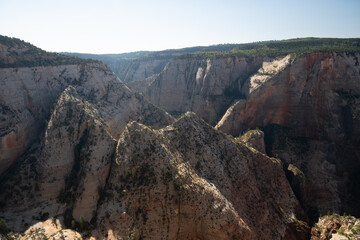 Enjoy the view at Observation Point in summer, one of the most beautiful Zion canyon view in Zion National Park.