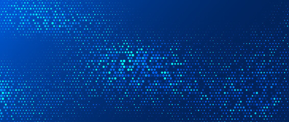 Blue glowing hexagon background. Abstract hexagonal grid gradient texture. Navy honeycomb pattern backdrop. Vector modern business, science, healthcare, medicine, technology, presentation wallpaper