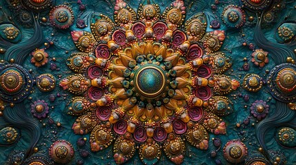 Abstract colorful mandala pattern with intricate details