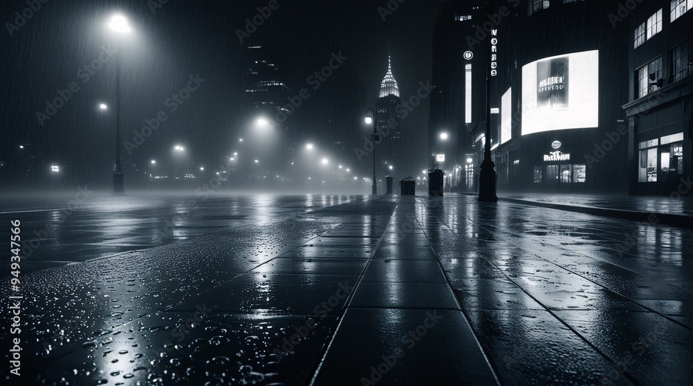 Wall mural dark and mysterious cityscape at night