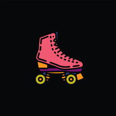 Original vector illustration. A contour icon. Vintage roller skates.