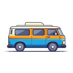 Vintage Camper Van Illustration - A Retro Road Trip Vehicle