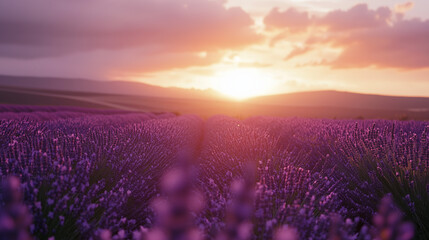 Fototapeta premium lavender fields in the afternoon, Ai generated Images
