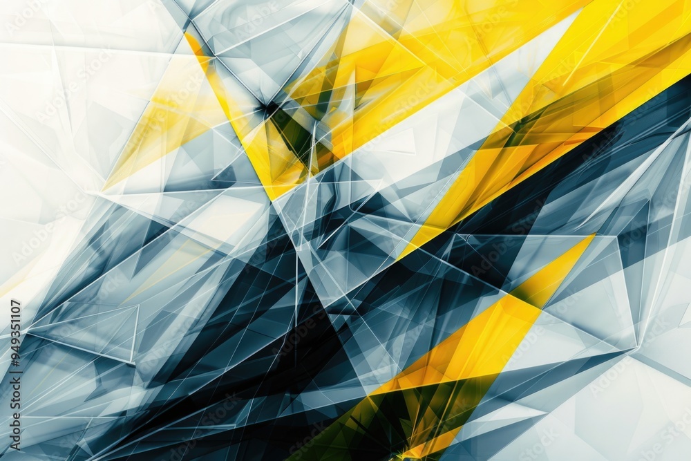 Poster a unique abstract artwork featuring yellow and black shapes on a white background