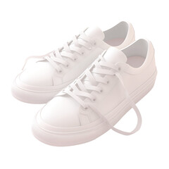 White Sneakers with Laces on Pink Background