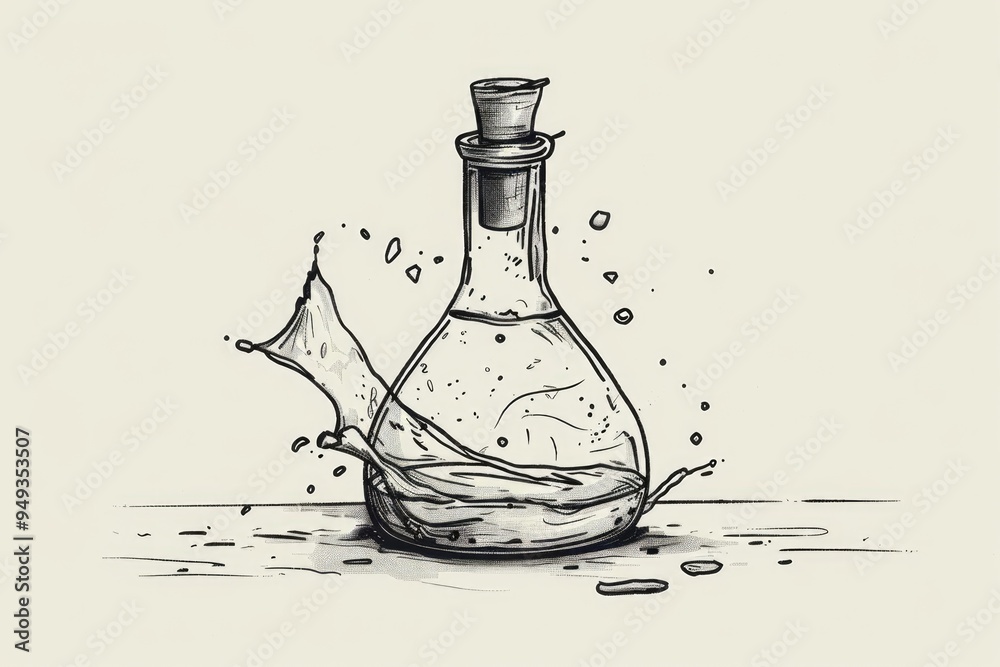 Poster a bottle of liquid with a splash effect