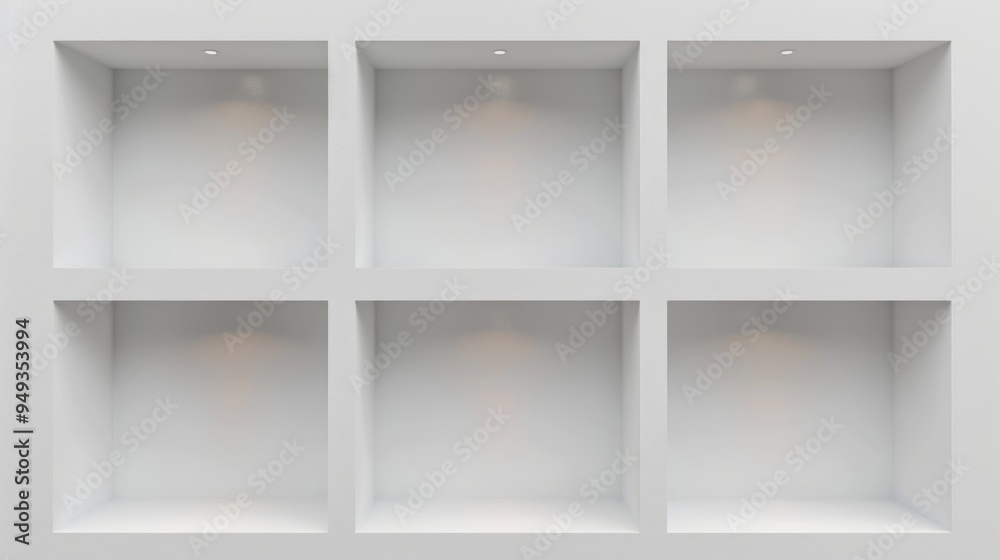 Aufkleber four-tiered white shelving unit with even spacing and simple design