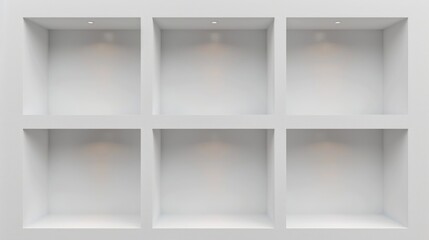 Four-tiered white shelving unit with even spacing and simple design