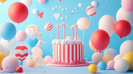 Whimsical 3D General Birthday Templates - Playful and Colorful Party Designs for Celebrations
