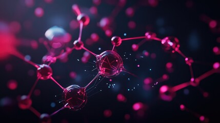 Chemical formula with 3D effects, set against a dark, tech-inspired background, emphasizing molecular complexity.