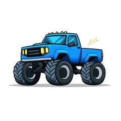 Blue Monster Truck Illustration