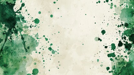 Obraz premium Green Watercolor Splash Wallpaper. A creative and artistic wallpaper with splashes of green watercolor on a light background.