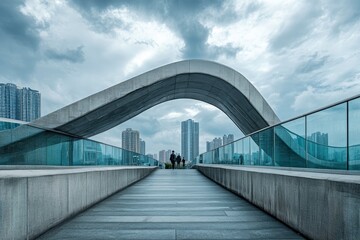 Obraz premium pedestrian overpass at shenzhen of china with generative ai