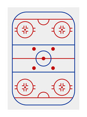Ice Hokey Field Flat Illustration