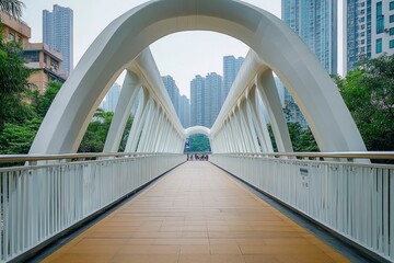 Obraz premium pedestrian overpass at shenzhen of china with generative ai