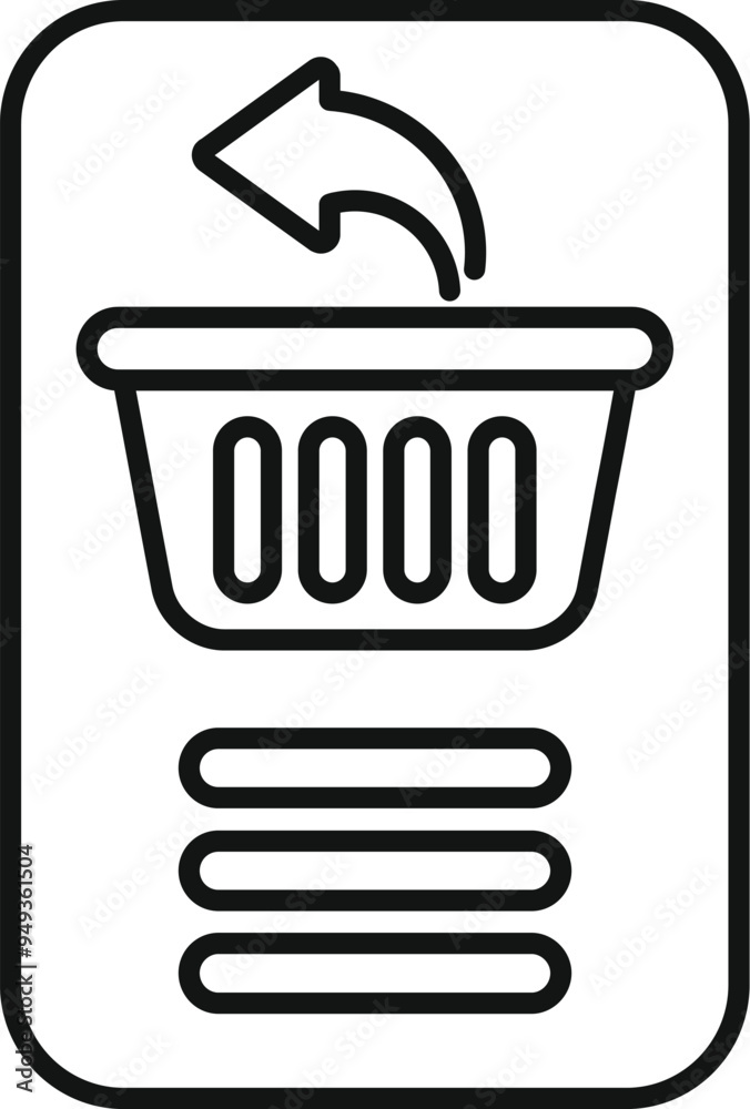 Poster online shop app with shopping basket icon returning to menu after adding items