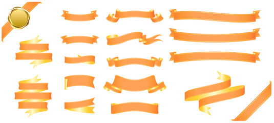 orange ribbon banner design material
