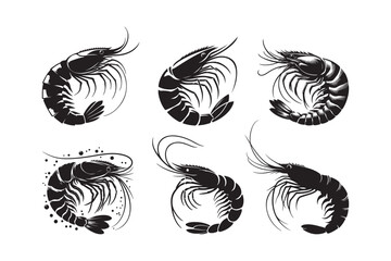 Shrimp Group silhouette image vector