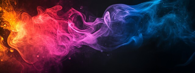 Fototapeta premium Abstract Colorful Smoke Swirls on Black Background