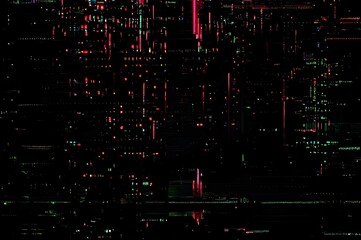 Classic VHS Glitch Overlay Texture on Black Background For Visual Effect