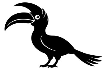 Silhouette of a Rhinoceros Hornbill, Wildlife Illustration, Vector Clipart