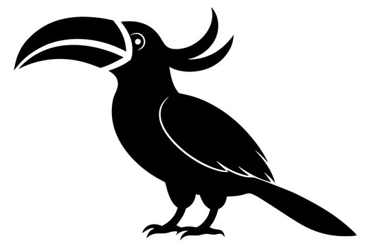 recommend clip art: Silhouette of a Rhinoceros Hornbill, Wildlife Illustration, Vector Clipart