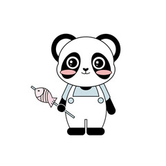 cute panda with fish