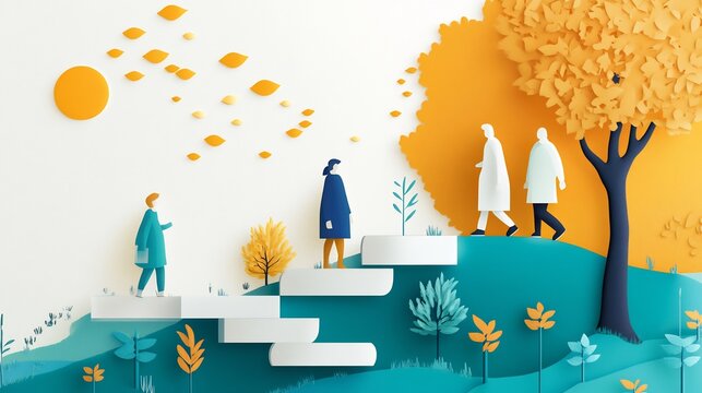 Creative depiction of a patients journey through recovery with a focus on gradual improvement and support