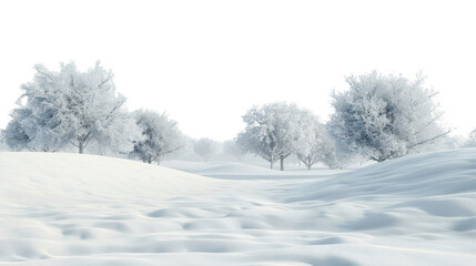 Snow landscape isolated on white background