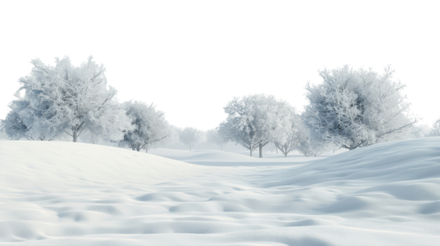 Snow landscape isolated on white background