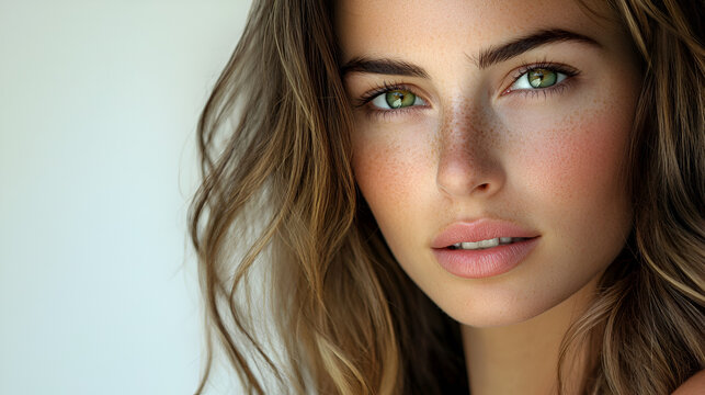 una mujer modelando para la camara con una mirada cautivadora mujer hermosa y elegante rostro de una mujer rubia con ojos claros color verde retrato de una dama femenina