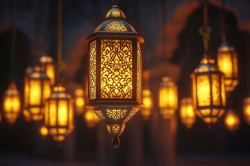 Ramadhan decorative with arabic lantern background. seamless looping time-lapse virtual 4K video animation background with generative ai