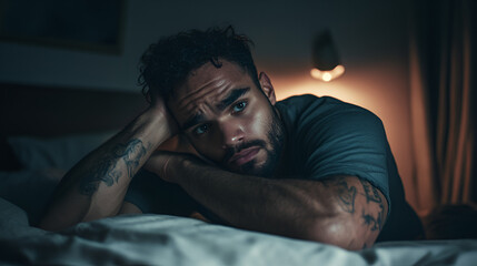 hombre angustiado y deprimido desesperado y estresado por falta de bienestar emocional y salud mental