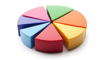 Obraz premium Colorful 3D Pie Chart with Seven Sections