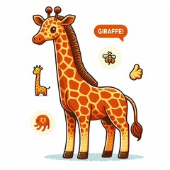 Obraz premium Giraffe Character Vector Illustration Isolated On White Colourful Minimal Graphic Flat Cartoon Mascot Illustration Style
