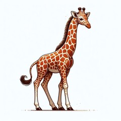 Obraz premium Giraffe Character Vector Illustration Isolated On White Colourful Minimal Graphic Flat Cartoon Mascot Illustration Style